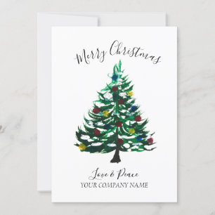 Business Logo Corporate Watercolor Merry Christmas Holiday Card
