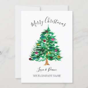 Business Logo Corporate Watercolor Merry Christmas Holiday Card