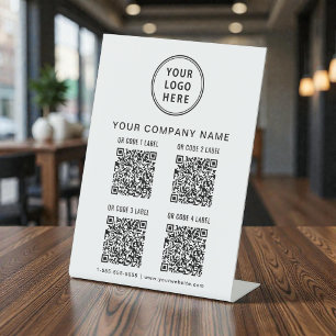 Business Logo Create Your 4 QR Codes Pedestal Sign