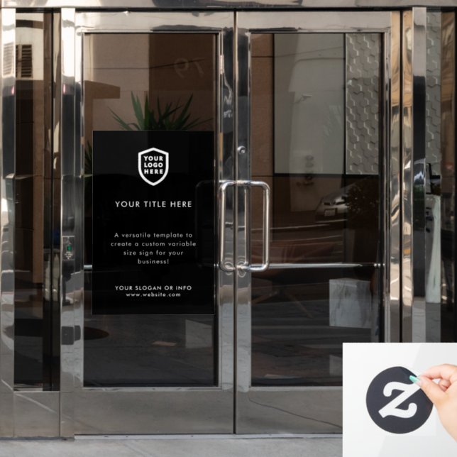 Business Logo | Create Your Own Modern Black Window Cling (Office Door)