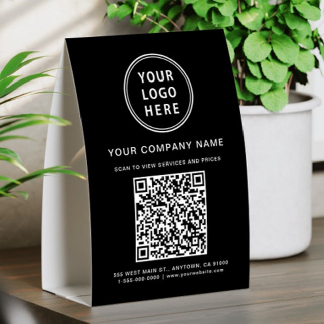 Business Logo Create Your QR Code Black Paper Table Tent (Business Logo Create Your QR Code Black Paper Table Tent)