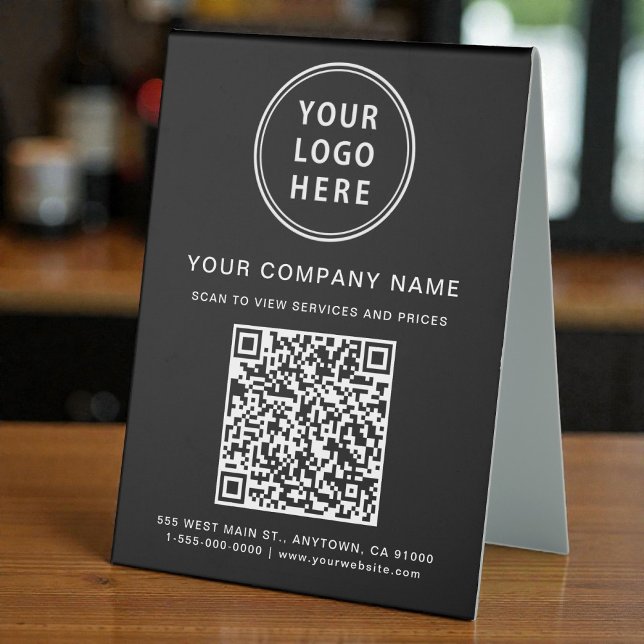Business Logo Create Your QR Code Black Table Tent (Business Logo Create Your QR Code Black Table Tent)