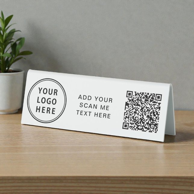 Business Logo Create Your QR Code Horizontal Table Tent (Business Logo Create Your QR Code Horizontal Table Tent)
