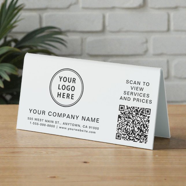 Business Logo Create Your QR Code Horizontal Table Tent (Business Logo Create Your QR Code Horizontal Table Tent)