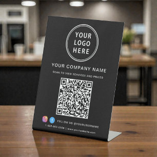 Business Logo Create Your QR Code Social Media Pedestal Sign