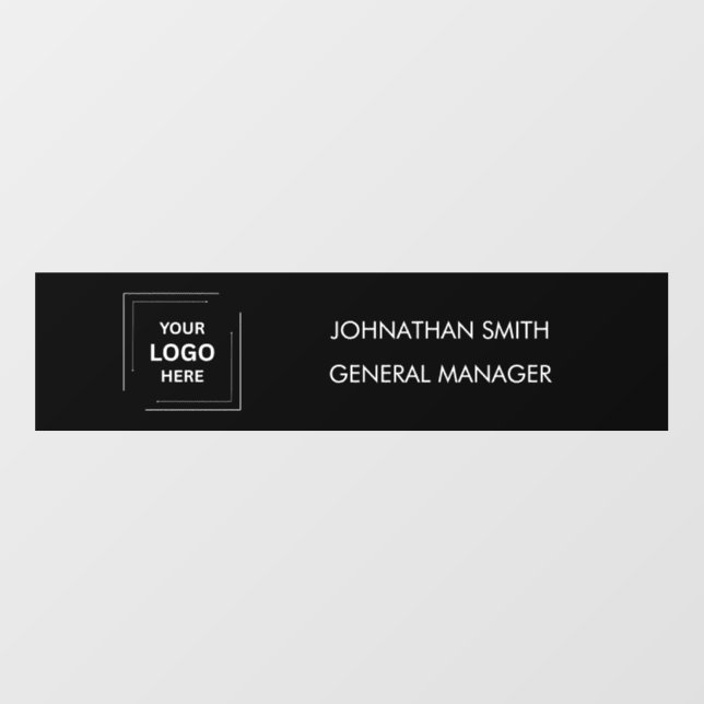 Business Logo | Custom Black Desk Name Plate  Wall Decal (Front)