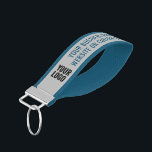 Business Logo Custom Branded Printed Blue Grey Wrist Keychain<br><div class="desc">Upload your business logo and create your own brand promotional merchandise with optional custom text such as your business name, website or slogan. The design is printed on both sides of the strap and you are welcome to change the colors to suit your brand. This design works best for a...</div>