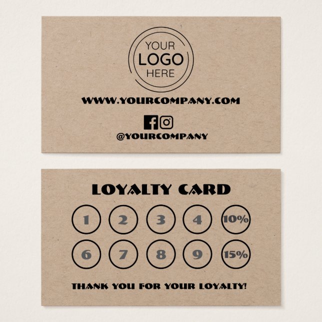 Business Logo Custom Chic Loyalty Card (Front & Back)