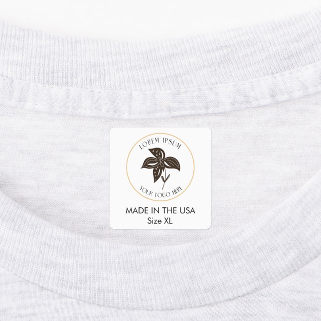 Business Logo Custom Clothing Size Iron On Labels (Affixed)