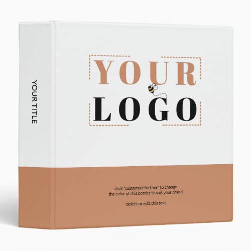 Business Logo Custom Colored Border and Title 3 Ring Binder