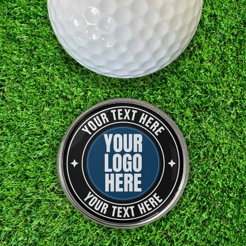 Business Logo Custom Company Photo Slogan Black Golf Ball Marker
