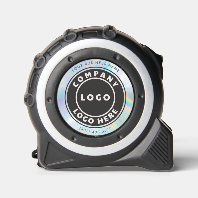 Business Logo Custom Coworkers Name Holographic Tape Measure (Front)