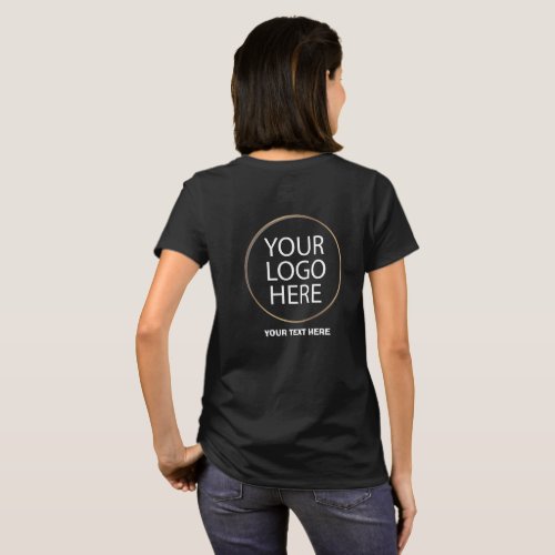 Business Logo  Custom Employee back  front black T_Shirt