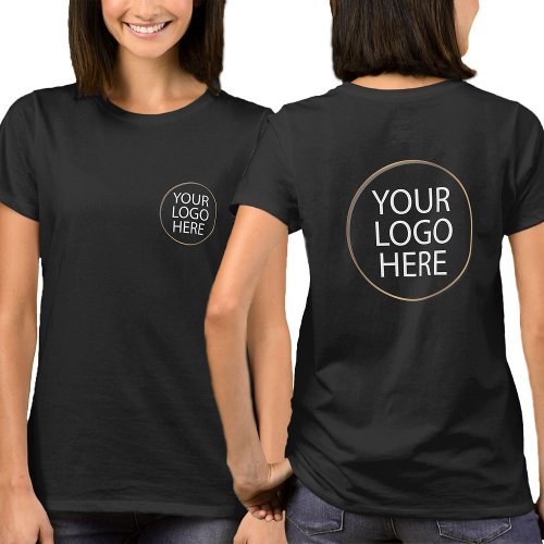 Business Logo  Custom Employee back  front black T_Shirt