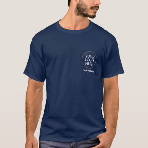 Business Logo Custom Employee back & front Blue T-Shirt