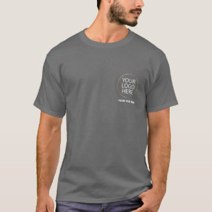 Business Logo   Custom Employee back & front  Grey T-Shirt