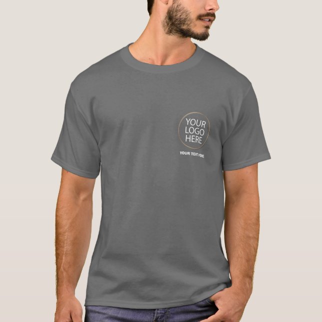 Business Logo | Custom Employee back & front  Grey T-Shirt (Front)