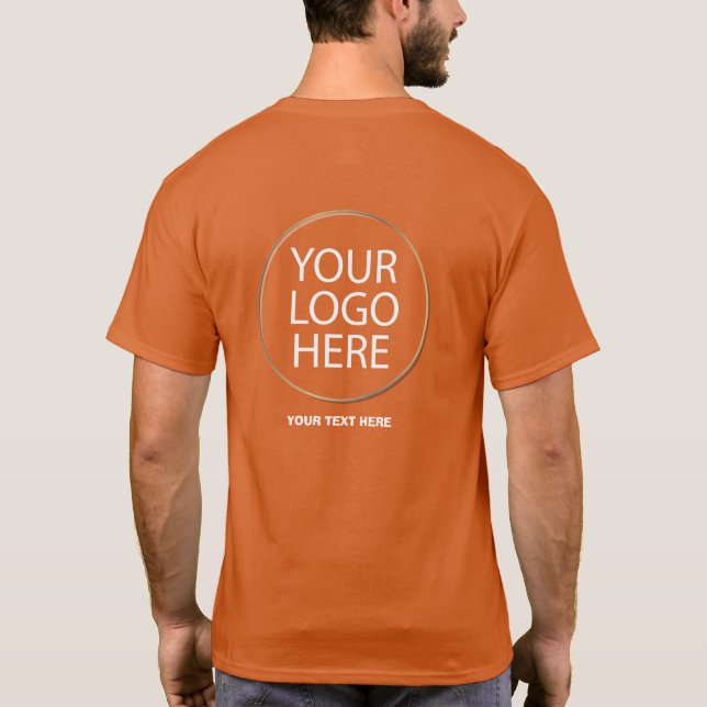 Business Logo | Custom Employee back & front Orang T-Shirt (Back)