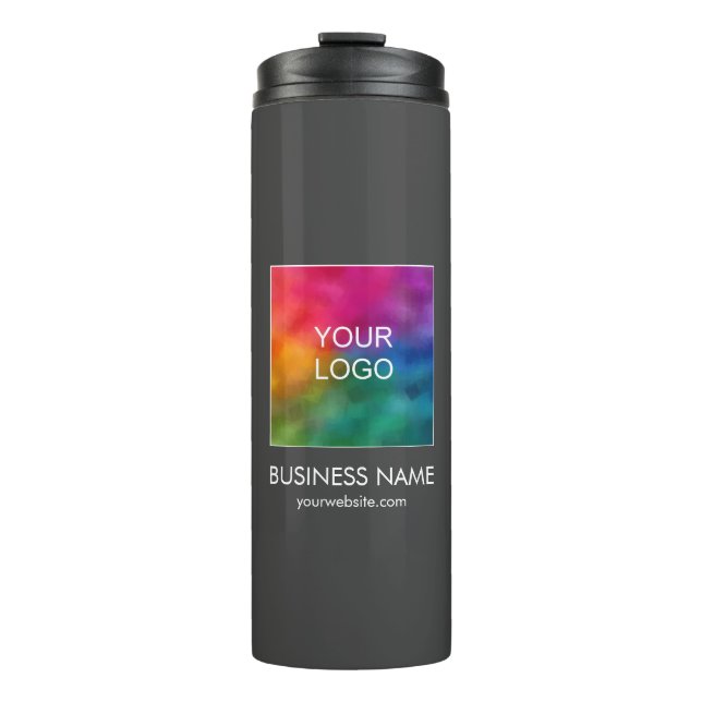 Business Logo Custom Minimalist Template Elegant Thermal Tumbler (Front)