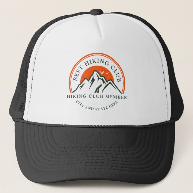 Business Logo Custom Name Hiking Club Matching Trucker Hat (Front)