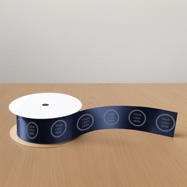 Business Logo Custom Navy Satin Ribbon (Creator Uploaded)