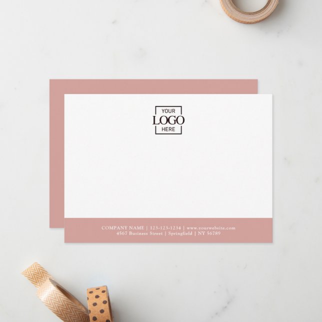 Business Logo Custom Personalized Modern Flat Note Card (Front/Back In Situ)