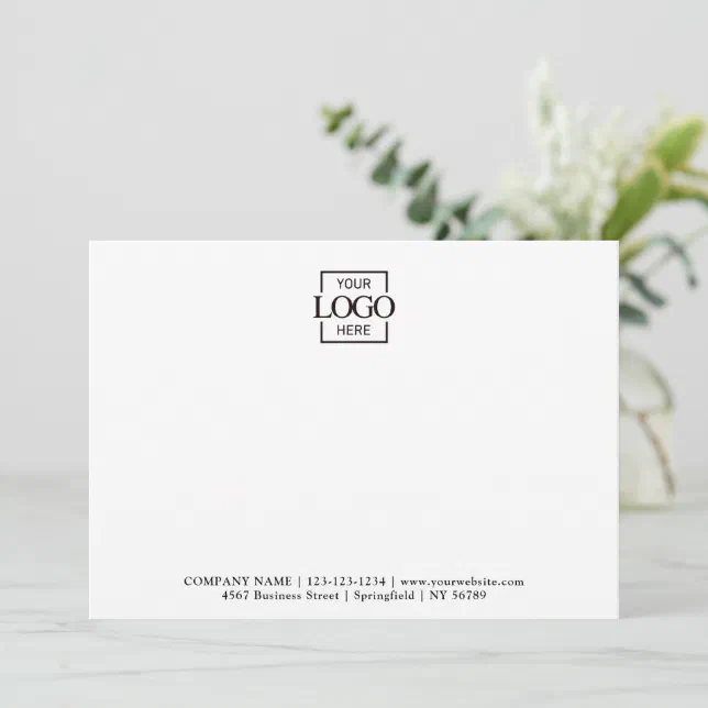 Business Logo Custom Personalized Modern Flat Note Card | Zazzle