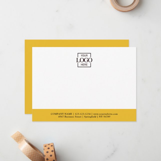 Business Logo Custom Personalized Modern Flat Note Card (Front/Back In Situ)