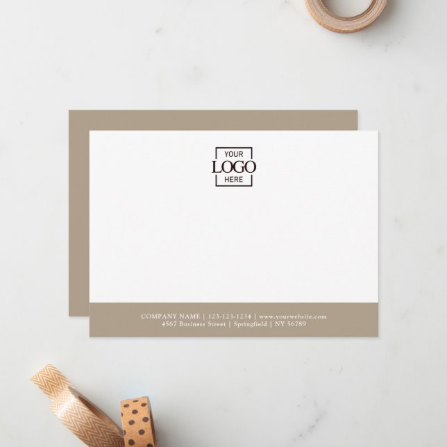 Business Logo Custom Personalized Modern Flat Note Card (Front/Back In Situ)
