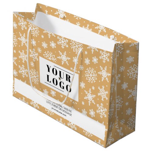 Business Logo Custom Promo Christmas Snowflake Large Gift Bag