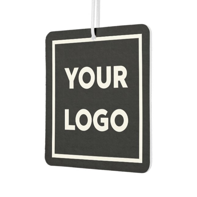 Business Logo Custom QR Code and Text on Black Air Freshener