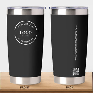 Business logo Custom QR code website black Insulated Tumbler
