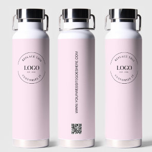 Business logo Custom QR code website Pink Water Bottle
