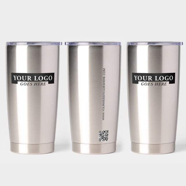 Business logo Custom QR code website Professional Insulated Tumbler (Custom logo, website, QR code business tumbler tradeshow giveaway,)
