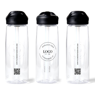 Business logo Custom QR code website professional Water Bottle