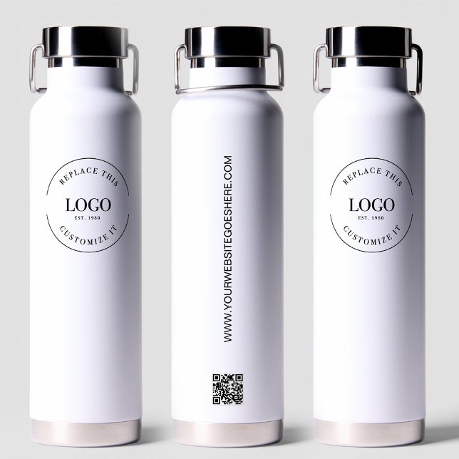 Business logo Custom QR code website professional Water Bottle (Creator Uploaded)