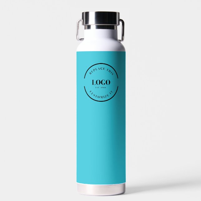 Business logo Custom QR code website Teal Water Bottle (Front)