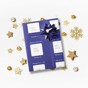 Business Logo Custom Royal Blue Wrapping Paper