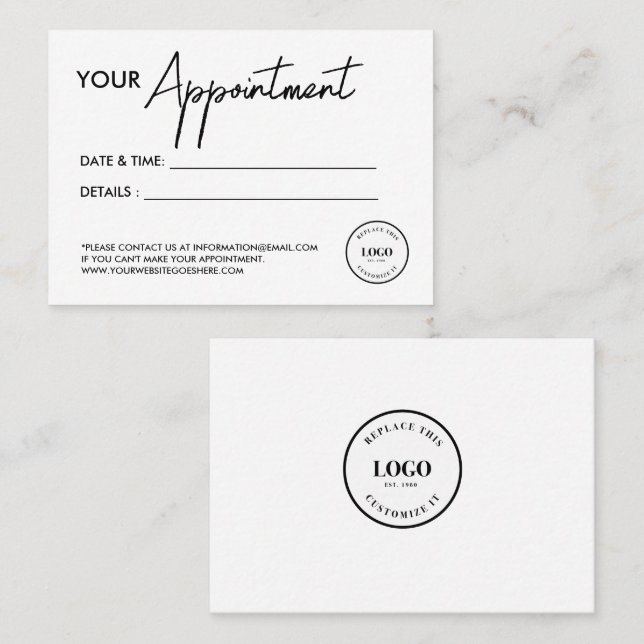 Business logo Custom Simple modern  Appointment Card (Front/Back)