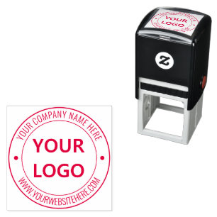 Business Logo Custom Text Round Self-inking Stamp
