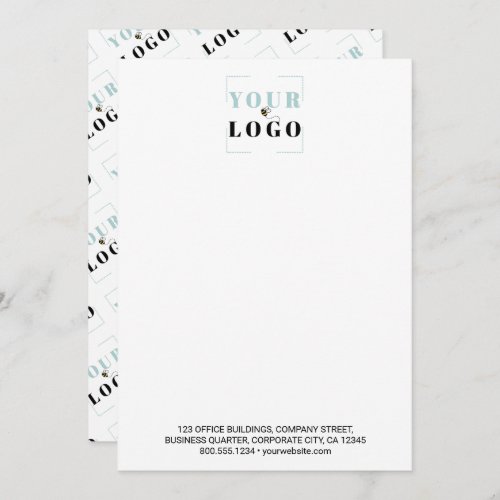 Business Logo Custom Text Tiled Back White Note Card