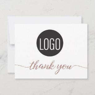 Business logo Customer Rose Gold Thank you Postcard