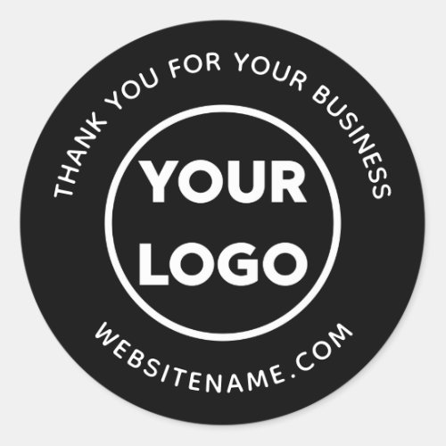 Business Logo Customer Thank You Black Classic Round Sticker