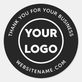 Business Logo Customer Thank You Black Classic Round Sticker