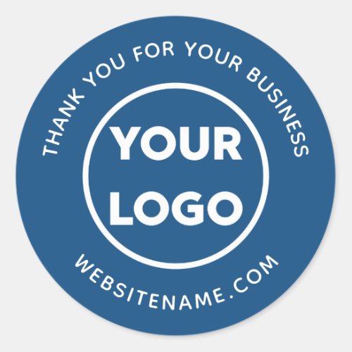 Business Logo Customer Thank You Blue Classic Round Sticker