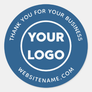 Business Logo Customer Thank You Blue Classic Round Sticker