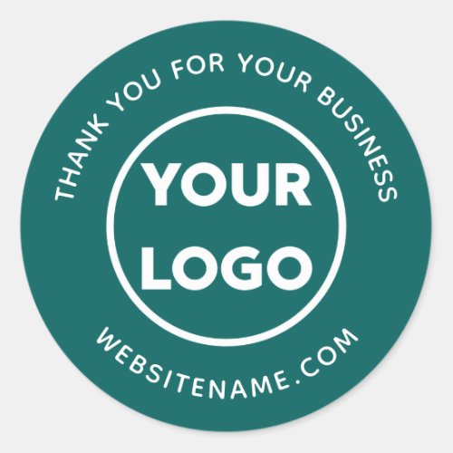 Business Logo Customer Thank You Blue Green Classic Round Sticker