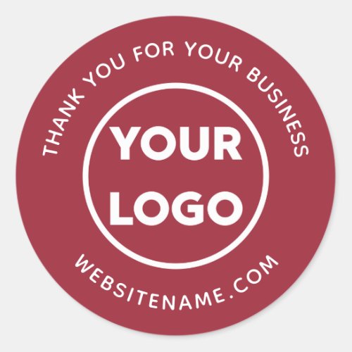 Business Logo Customer Thank You Burgundy Red Classic Round Sticker