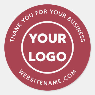 Business Logo Customer Thank You Burgundy Red Classic Round Sticker