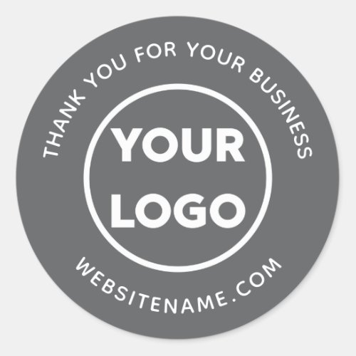 Business Logo Customer Thank You Dark Grey Classic Round Sticker